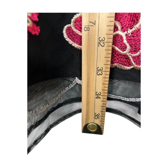 Belle Badgley Mischka Dress Size 6 Black Floral Halter Cold Shoulder Embroidered - Picture 14 of 15